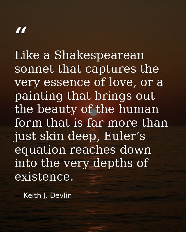 Like a Shakespearean sonnet that captures the very essence of love, or a painting that brings out the beauty of the huma — Keith J. Devlin