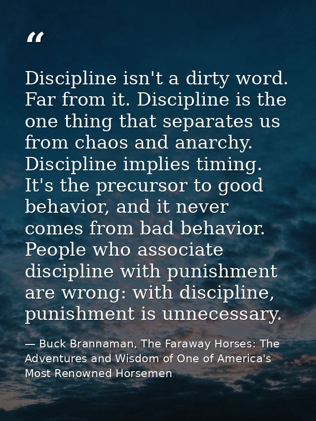 Discipline isn't a dirty word. Far from it. Discipline is the one thing that separates us from chaos and anarchy. Discip — Buck Brannaman, The Faraway Horses: The Adventures and Wisdom of One of America's Most Renowned Horsemen