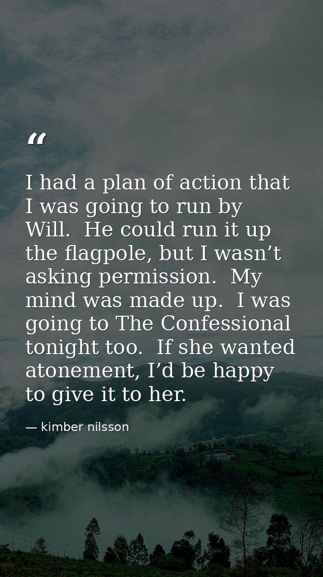 I had a plan of action that I was going to run by Will.  He could run it up the flagpole, but I wasn’t asking permission — kimber nilsson