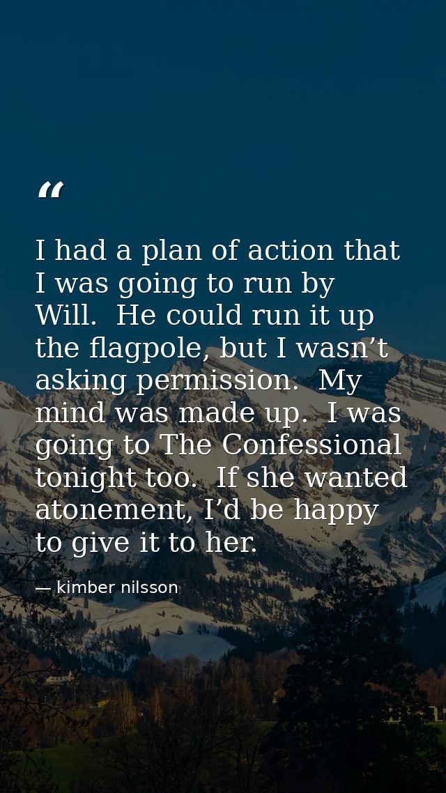 I had a plan of action that I was going to run by Will.  He could run it up the flagpole, but I wasn’t asking permission — kimber nilsson