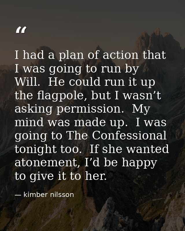 I had a plan of action that I was going to run by Will.  He could run it up the flagpole, but I wasn’t asking permission — kimber nilsson