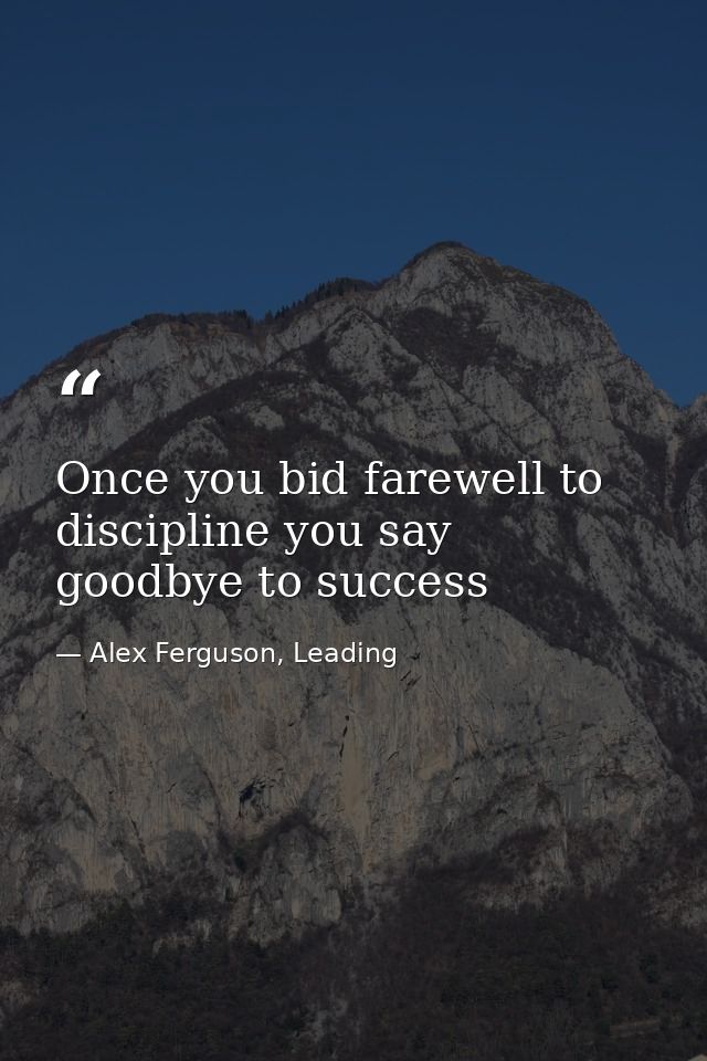 Once you bid farewell to discipline you say goodbye to success — Alex Ferguson, Leading