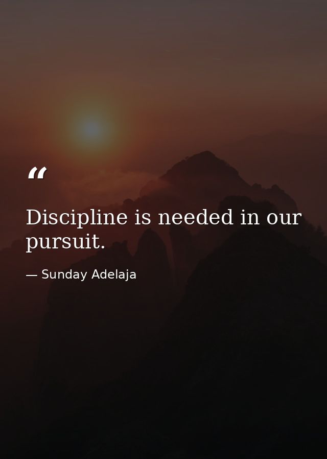 Discipline is needed in our pursuit. — Sunday Adelaja