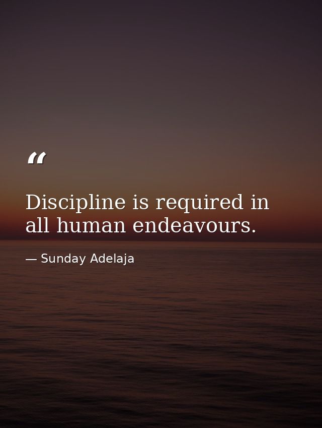 Discipline is required in all human endeavours. — Sunday Adelaja