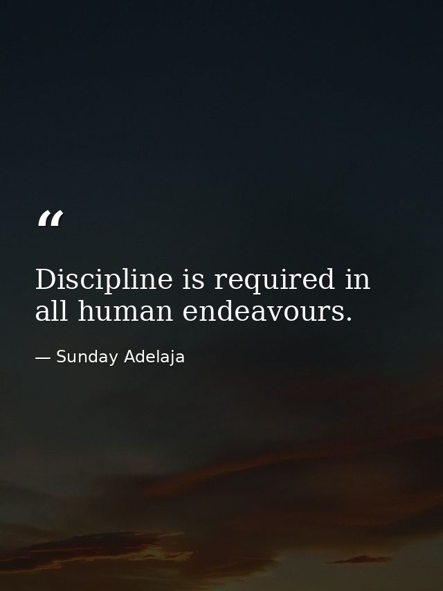 Discipline is required in all human endeavours. — Sunday Adelaja
