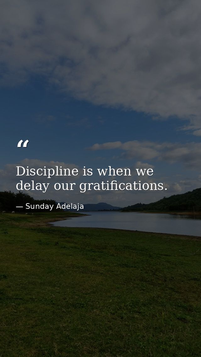 Discipline is when we delay our gratifications. — Sunday Adelaja
