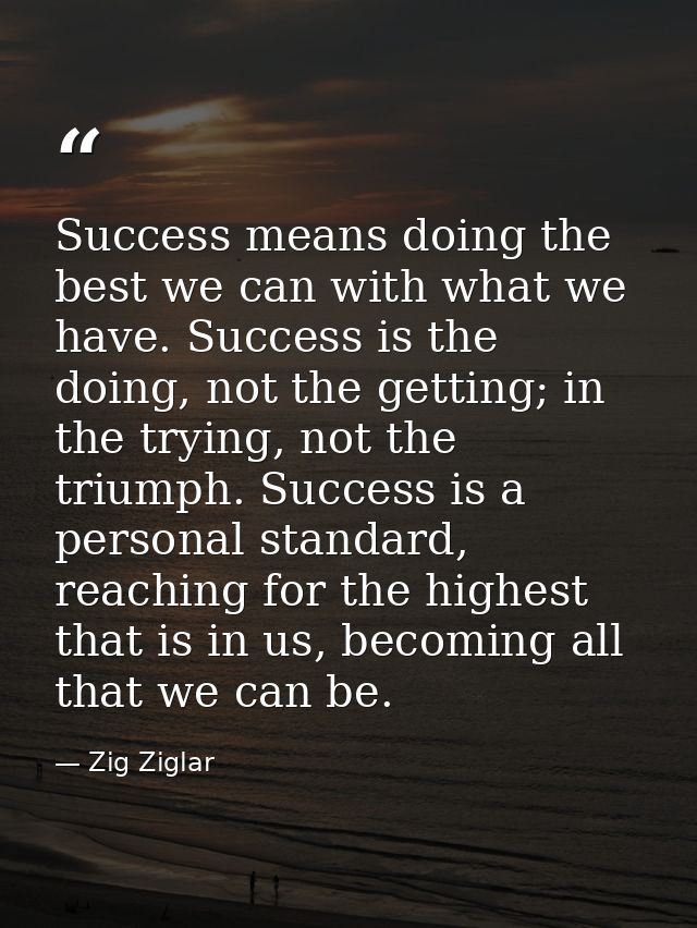 Success means doing the best we can with what we have. Success is the doing, not the getting; in the trying, not the tri — Zig Ziglar