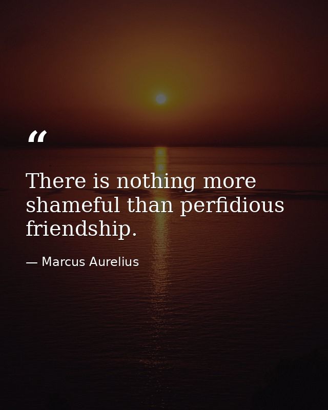 There is nothing more shameful than perfidious friendship. — Marcus Aurelius