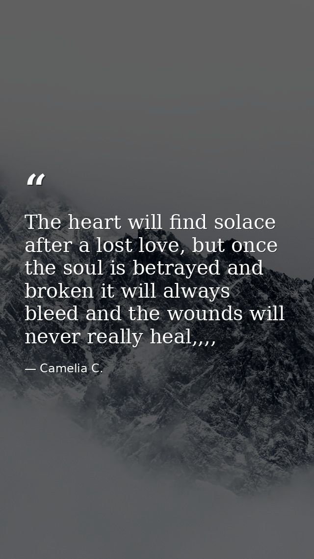The heart will find solace after a lost love, but once the soul is betrayed and broken it will always bleed and the woun — Camelia C.