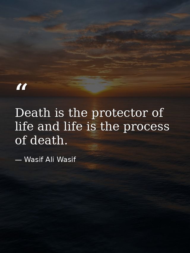 Death is the protector of life and life is the process of death. — Wasif Ali Wasif