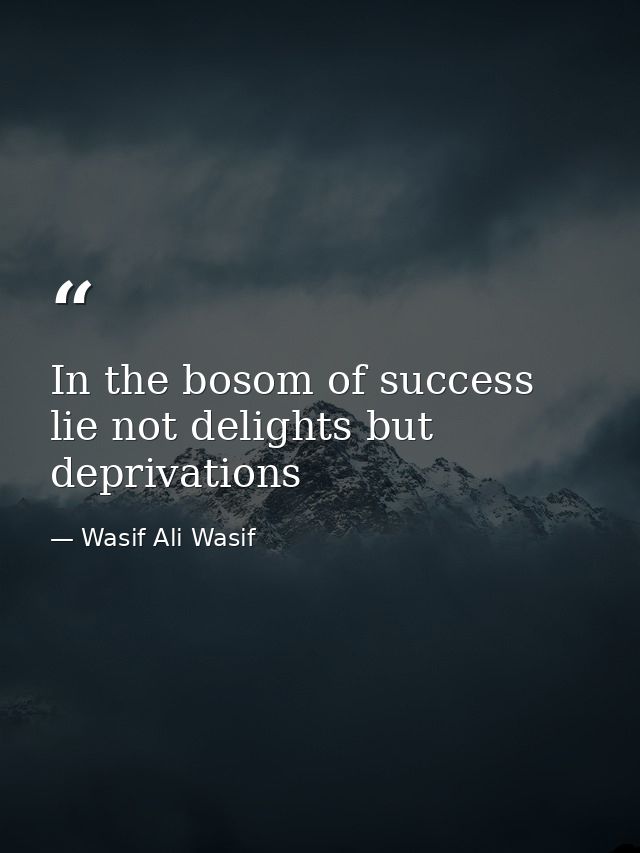 In the bosom of success lie not delights but deprivations — Wasif Ali Wasif