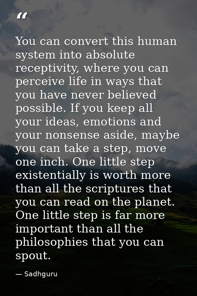 You can convert this human system into absolute receptivity, where you can perceive life in ways that you have never bel — Sadhguru