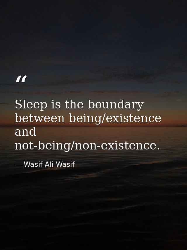 Sleep is the boundary between being/existence and not-being/non-existence. — Wasif Ali Wasif