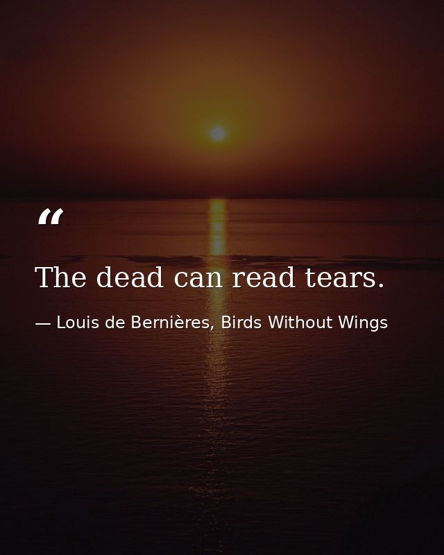 The dead can read tears. — Louis de Bernières, Birds Without Wings