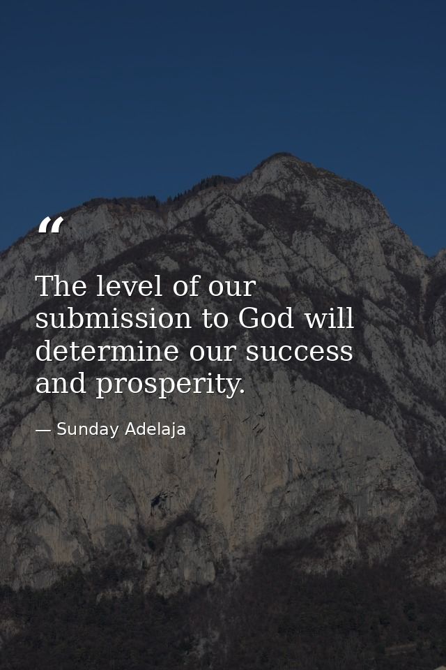 The level of our submission to God will determine our success and prosperity. — Sunday Adelaja