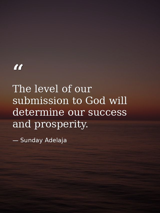 The level of our submission to God will determine our success and prosperity. — Sunday Adelaja
