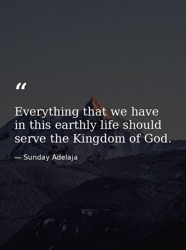 Everything that we have in this earthly life should serve the Kingdom of God. — Sunday Adelaja