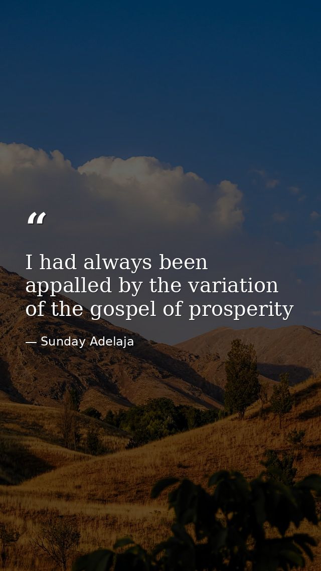 I had always been appalled by the variation of the gospel of prosperity — Sunday Adelaja