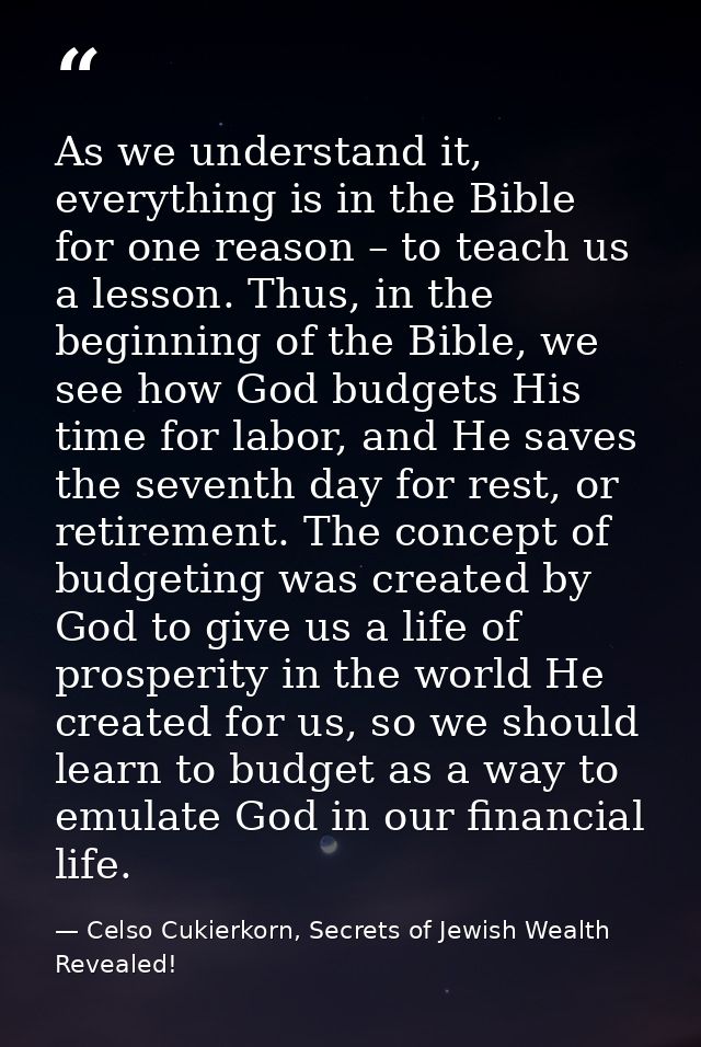 As we understand it, everything is in the Bible for one reason – to teach us a lesson. Thus, in the beginning of the Bib — Celso Cukierkorn, Secrets of Jewish Wealth Revealed!
