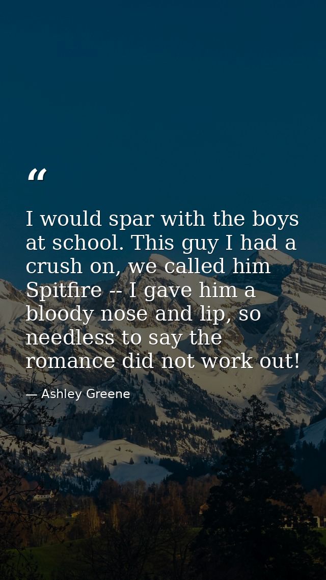 I would spar with the boys at school. This guy I had a crush on, we called him Spitfire -- I gave him a bloody nose and  — Ashley Greene