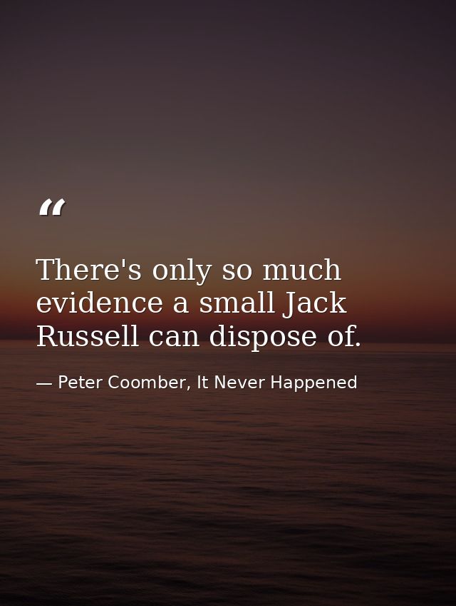 There's only so much evidence a small Jack Russell can dispose of. — Peter Coomber, It Never Happened