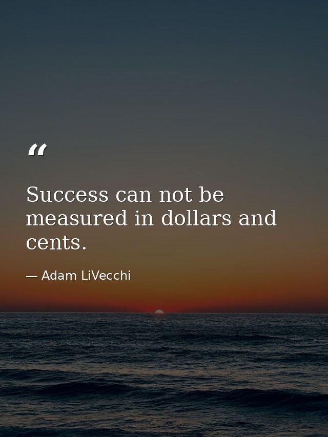 Success can not be measured in dollars and cents. — Adam LiVecchi