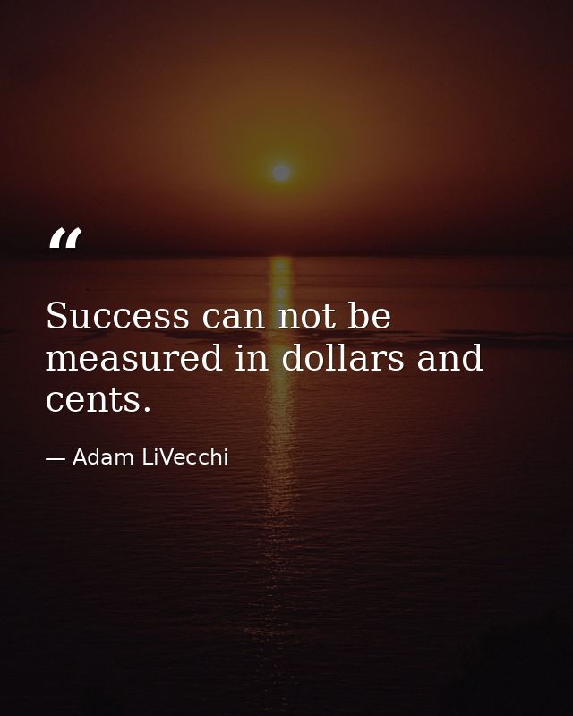 Success can not be measured in dollars and cents. — Adam LiVecchi