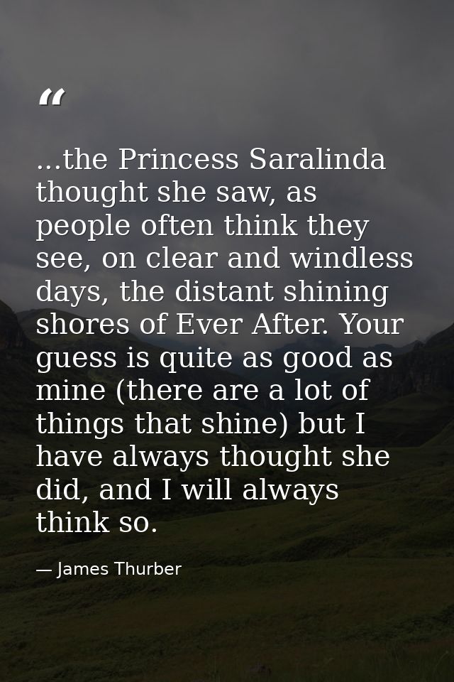 ...the Princess Saralinda thought she saw, as people often think they see, on clear and windless days, the distant shini — James Thurber