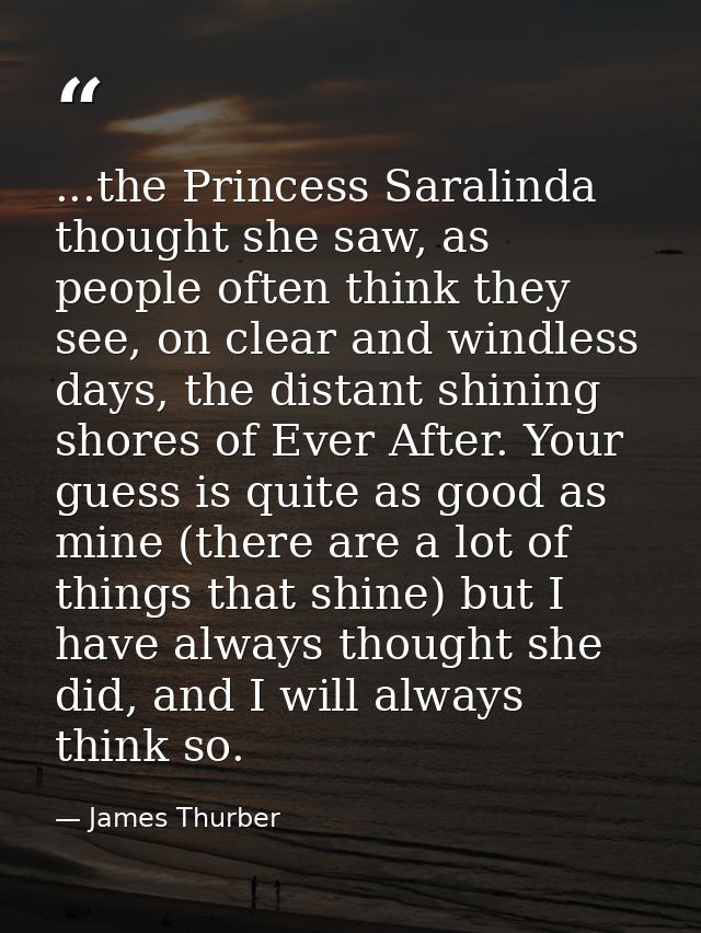 ...the Princess Saralinda thought she saw, as people often think they see, on clear and windless days, the distant shini — James Thurber