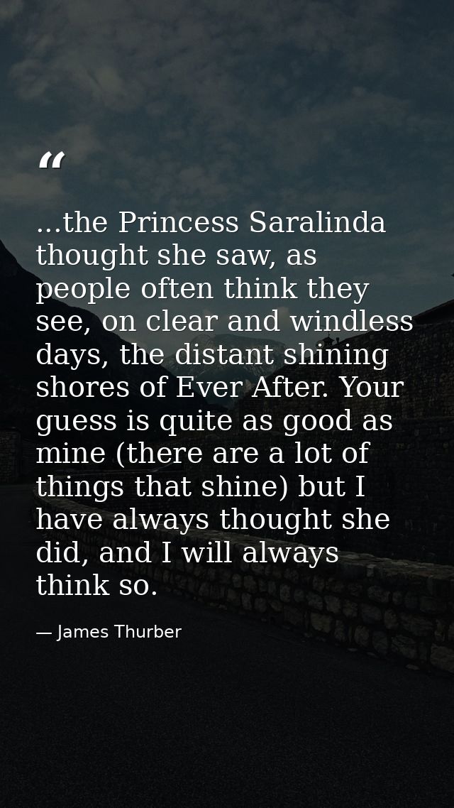 ...the Princess Saralinda thought she saw, as people often think they see, on clear and windless days, the distant shini — James Thurber