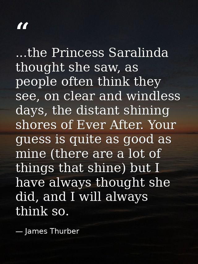 ...the Princess Saralinda thought she saw, as people often think they see, on clear and windless days, the distant shini — James Thurber