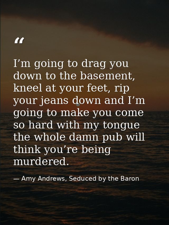 I’m going to drag you down to the basement, kneel at your feet, rip your jeans down and I’m going to make you come so ha — Amy Andrews, Seduced by the Baron