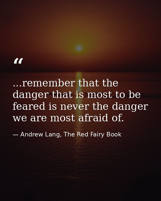 ...remember that the danger that is most to be feared is never the danger we are most afraid of. — Andrew Lang, The Red Fairy Book