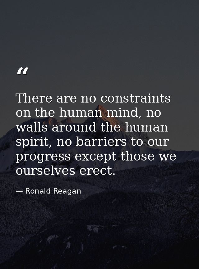 There are no constraints on the human mind, no walls around the human spirit, no barriers to our progress except those w — Ronald Reagan