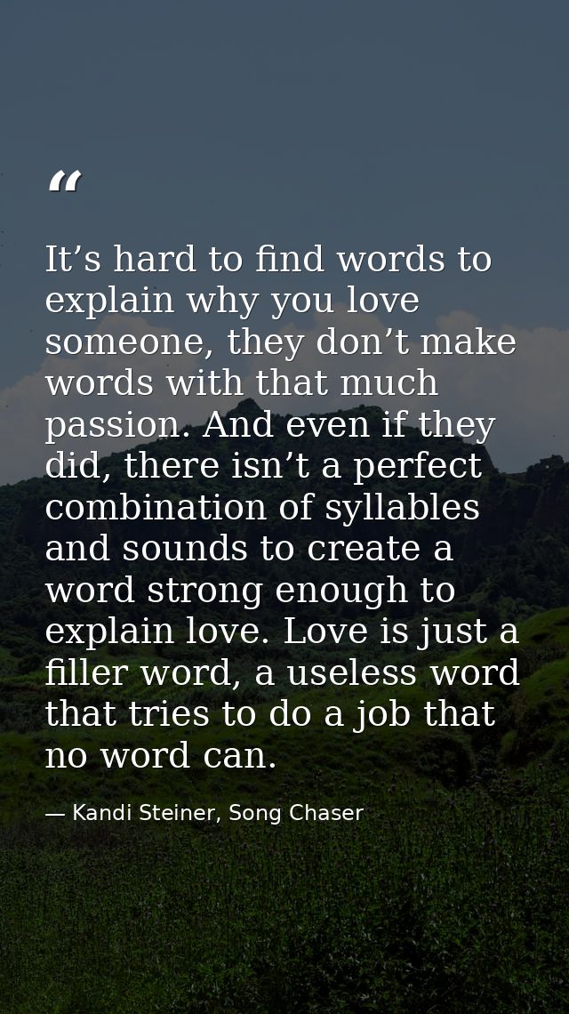 It’s hard to find words to explain why you love someone, they don’t make words with that much passion. And even if they  — Kandi Steiner, Song Chaser