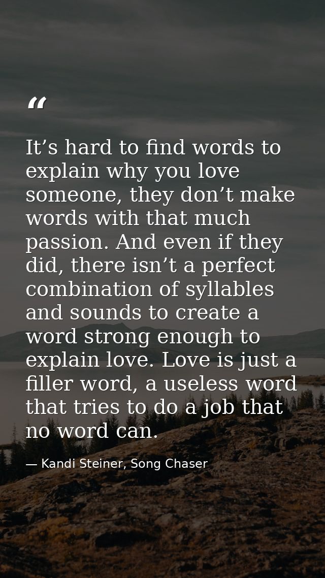 It’s hard to find words to explain why you love someone, they don’t make words with that much passion. And even if they  — Kandi Steiner, Song Chaser