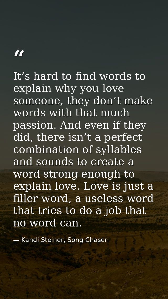 It’s hard to find words to explain why you love someone, they don’t make words with that much passion. And even if they  — Kandi Steiner, Song Chaser
