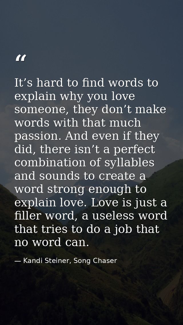 It’s hard to find words to explain why you love someone, they don’t make words with that much passion. And even if they  — Kandi Steiner, Song Chaser