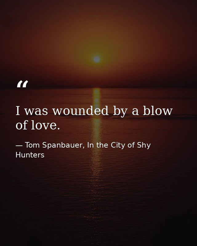 I was wounded by a blow of love. — Tom Spanbauer, In the City of Shy Hunters