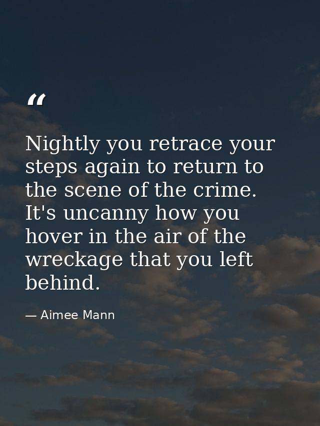 Nightly you retrace your steps again to return to the scene of the crime. It's uncanny how you hover in the air of the w — Aimee Mann