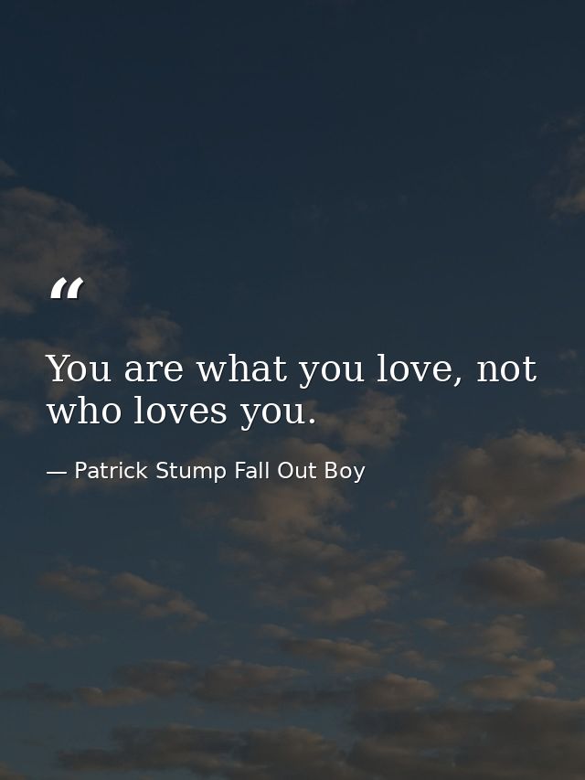 You are what you love, not who loves you. — Patrick Stump Fall Out Boy