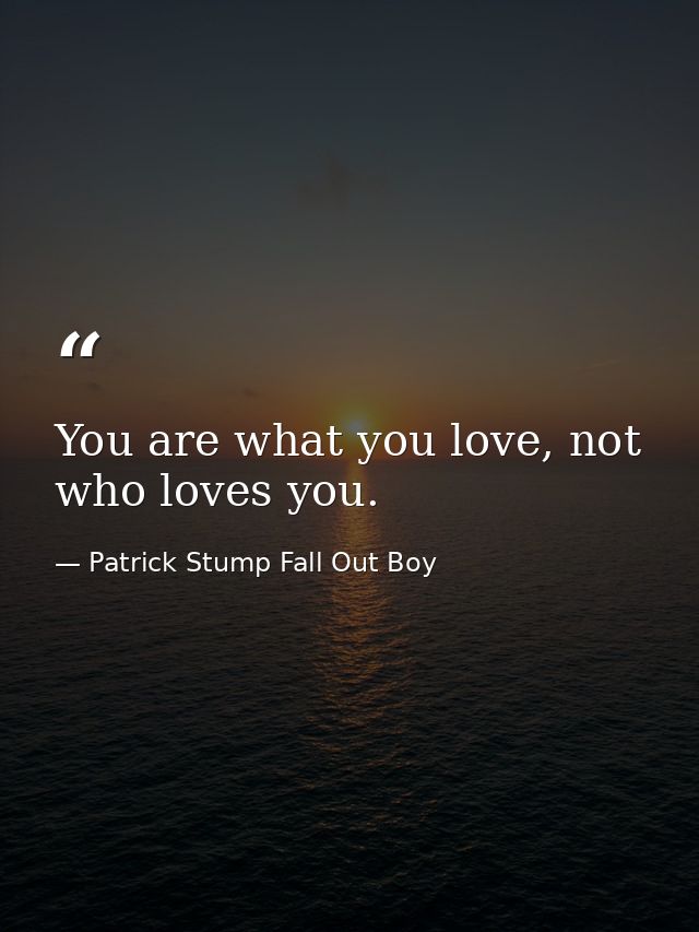You are what you love, not who loves you. — Patrick Stump Fall Out Boy