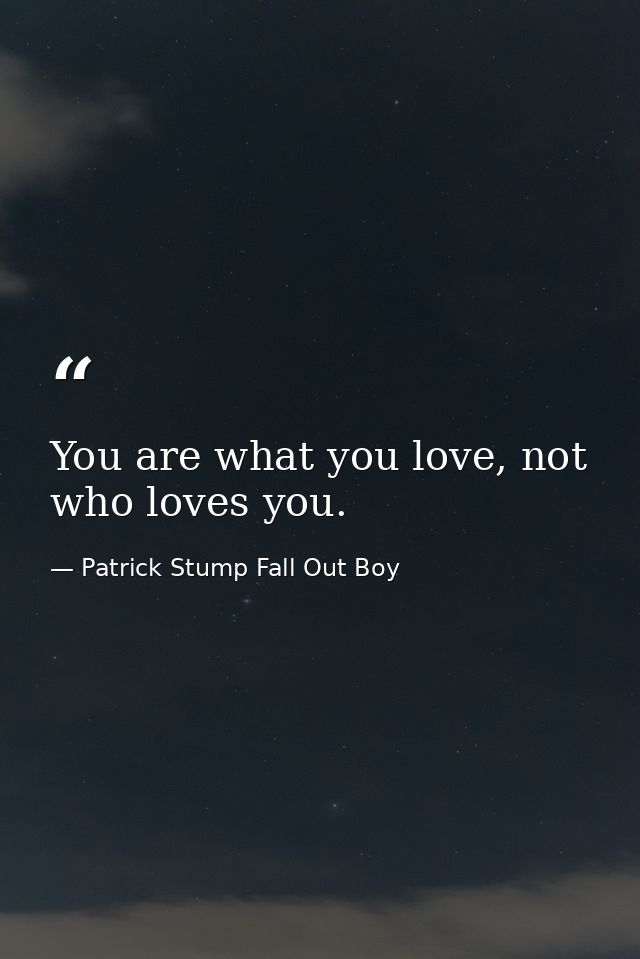 You are what you love, not who loves you. — Patrick Stump Fall Out Boy