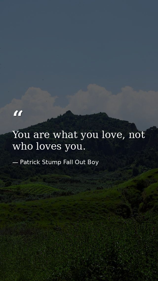 You are what you love, not who loves you. — Patrick Stump Fall Out Boy