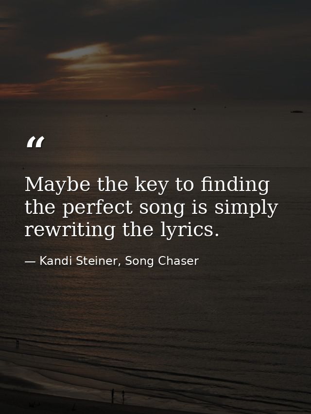 Maybe the key to finding the perfect song is simply rewriting the lyrics. — Kandi Steiner, Song Chaser