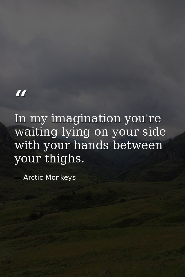 In my imagination you're waiting lying on your side with your hands between your thighs. — Arctic Monkeys