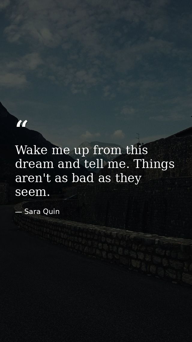Wake me up from this dream and tell me. Things aren't as bad as they seem. — Sara Quin