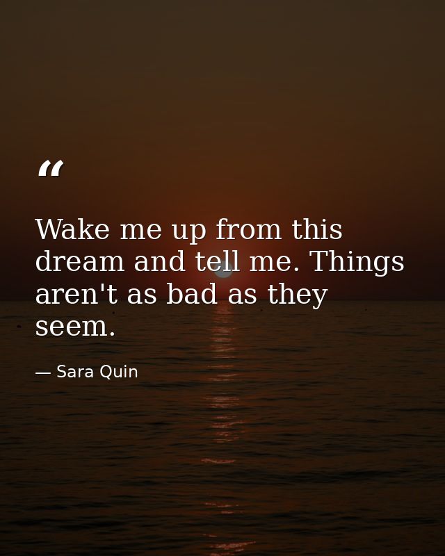 Wake me up from this dream and tell me. Things aren't as bad as they seem. — Sara Quin