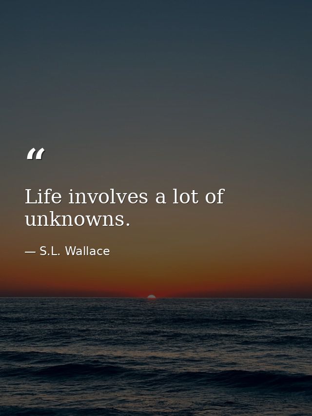 Life involves a lot of unknowns. — S.L. Wallace