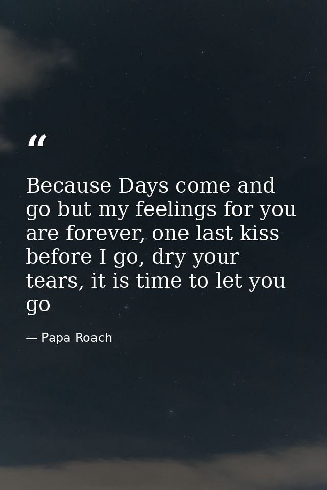 Because Days come and go but my feelings for you are forever, one last kiss before I go, dry your tears, it is time to l — Papa Roach